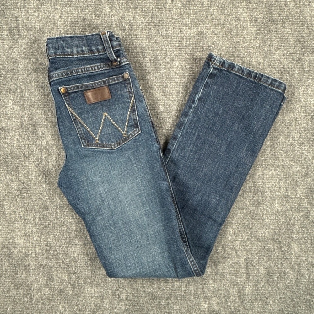 Wrangler Retro Jeans Boys 12 Slim Blue Bootcut Western Cowboy Adjustable Waist